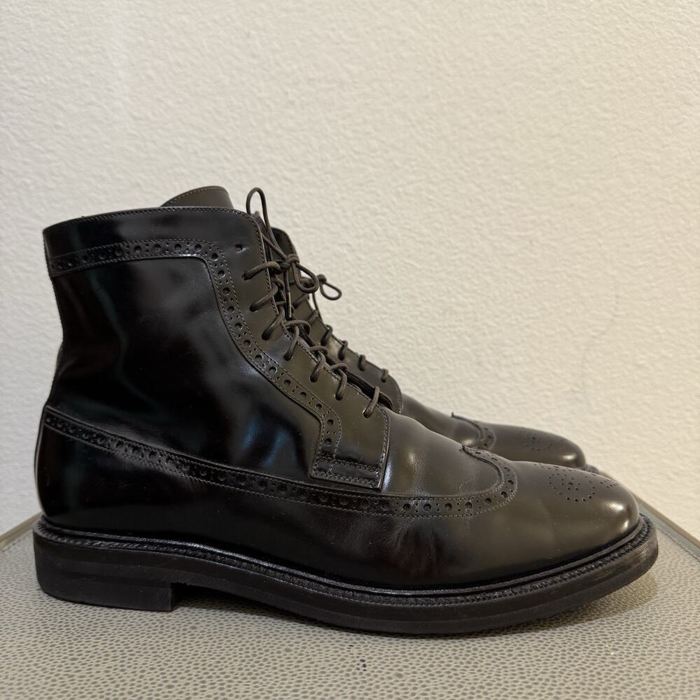 Brunello Cucinelli Boots Men’s Black Leather Wing Tip Size 44 US 11